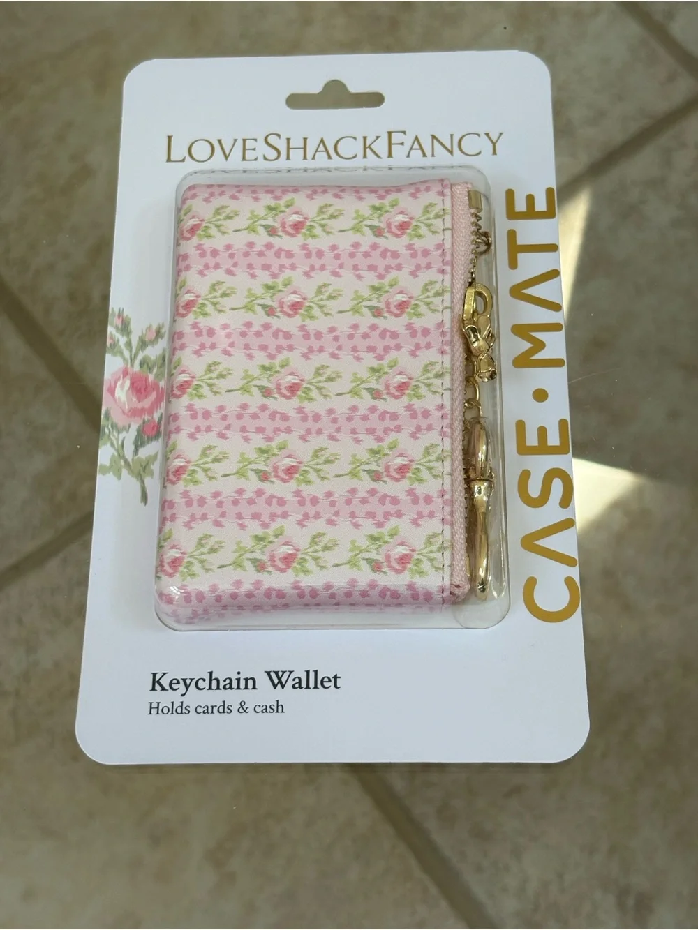 LoveShakeFancy case-mate Pink Floral Keyring Card Wallet